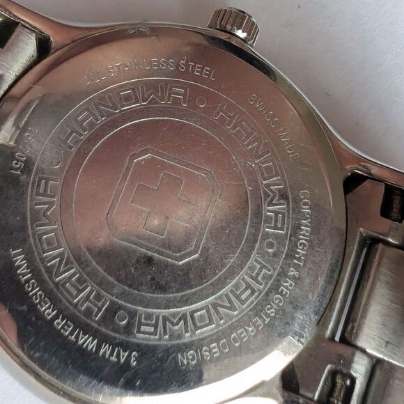 Hanowa Swiss Made Stainless Steel Watch, 3 Diamond splitters, Black , Bracelet - Picture 4 of 6